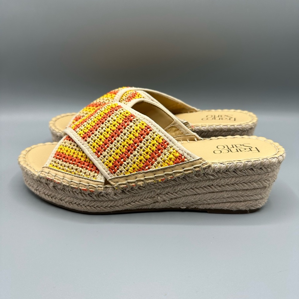 Franco Sarto Wedge Platform Sandals Women's Size 9M Yellow Orange